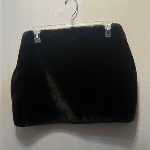 Elegant Dark Brown Faux Fur Mini Skirt